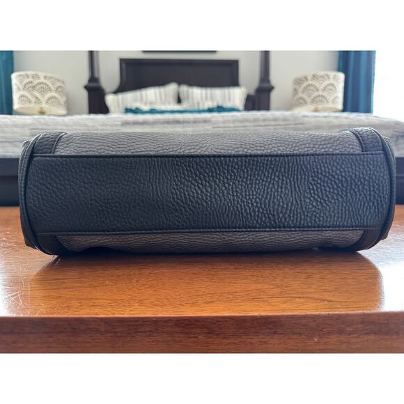 Ralph Lauren Chaps Pebbled 'Leather' Handbag Purse in Black & Silver - Picture 4 of 8